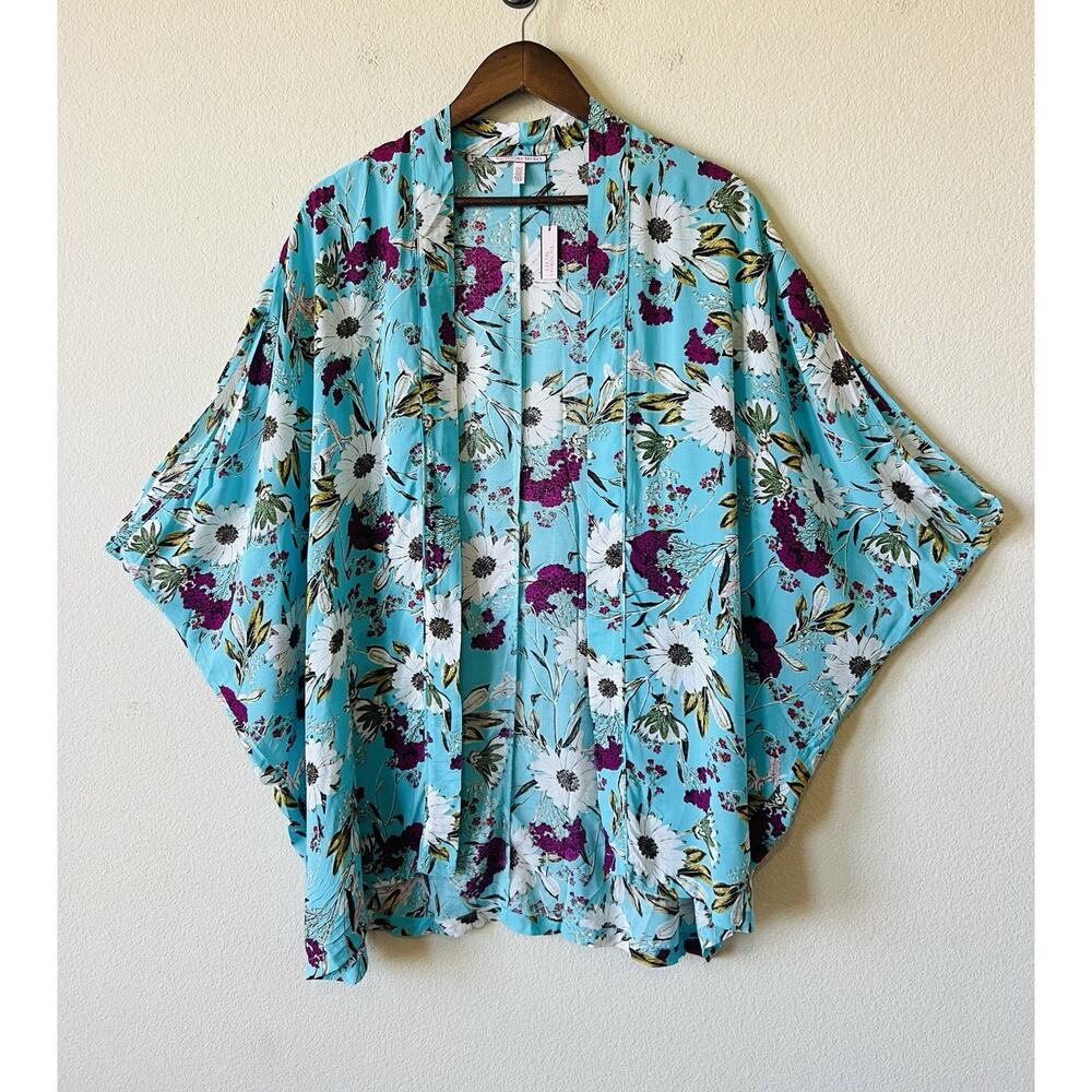 Victoria’s Secret Floral Kimono XS/S Cover Up Turquoise Beach NWT - Picture 7 of 8